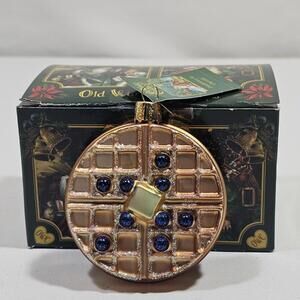 Old World Christmas Blown Glass Hand Crafted Holiday Tree Ornament - Waffle